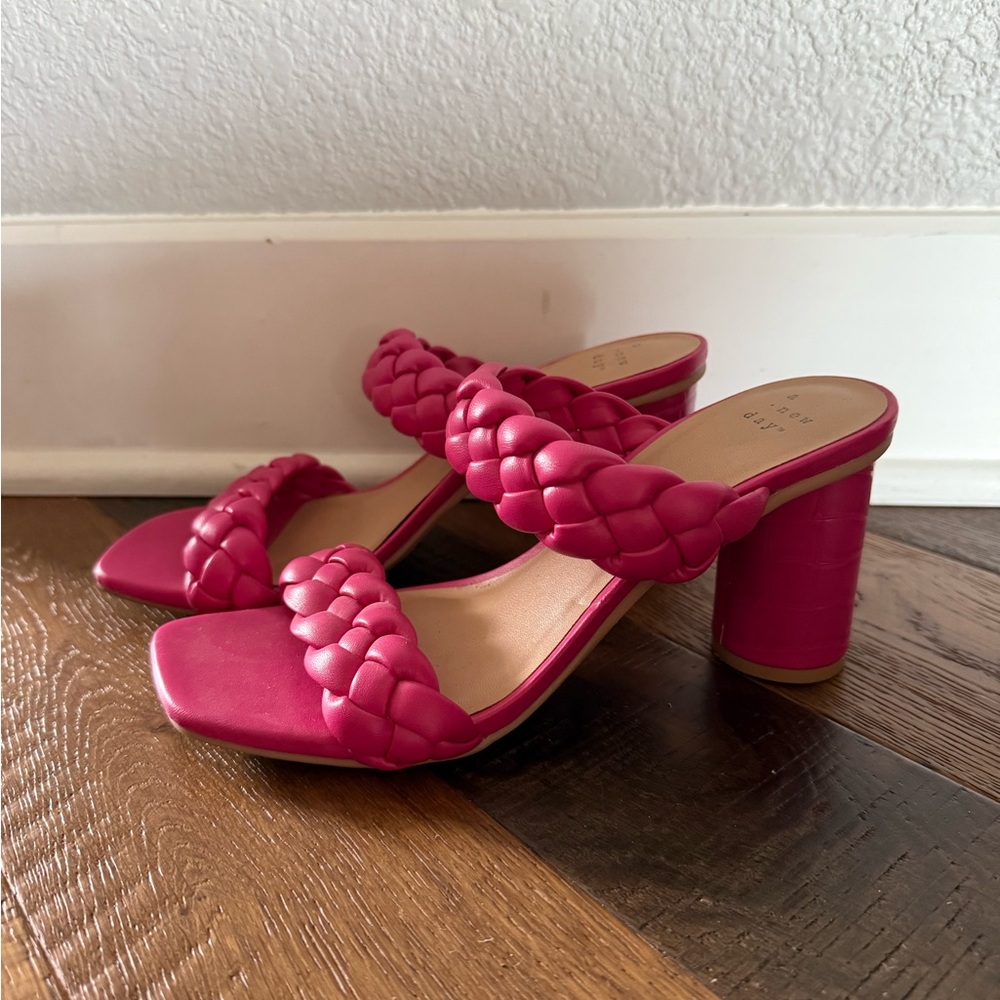 A New Day Braided Pink Heeled Sandals